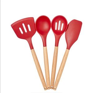 Sur La Table red 4-piece silicone utensil set